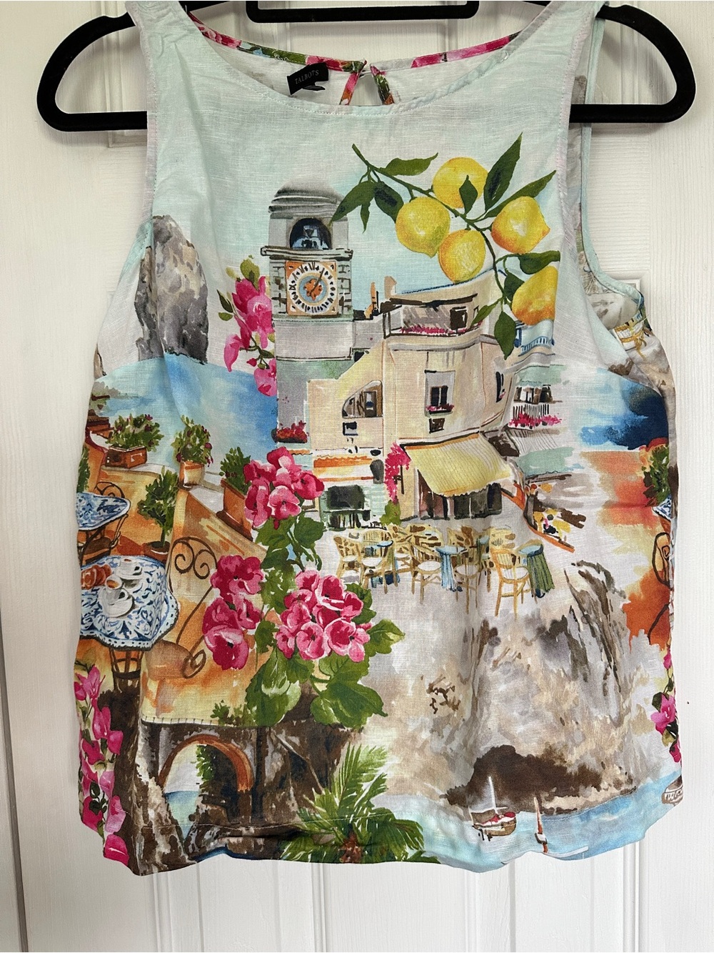 Talbots Scenic Floral & Lemon Print Tank Top
